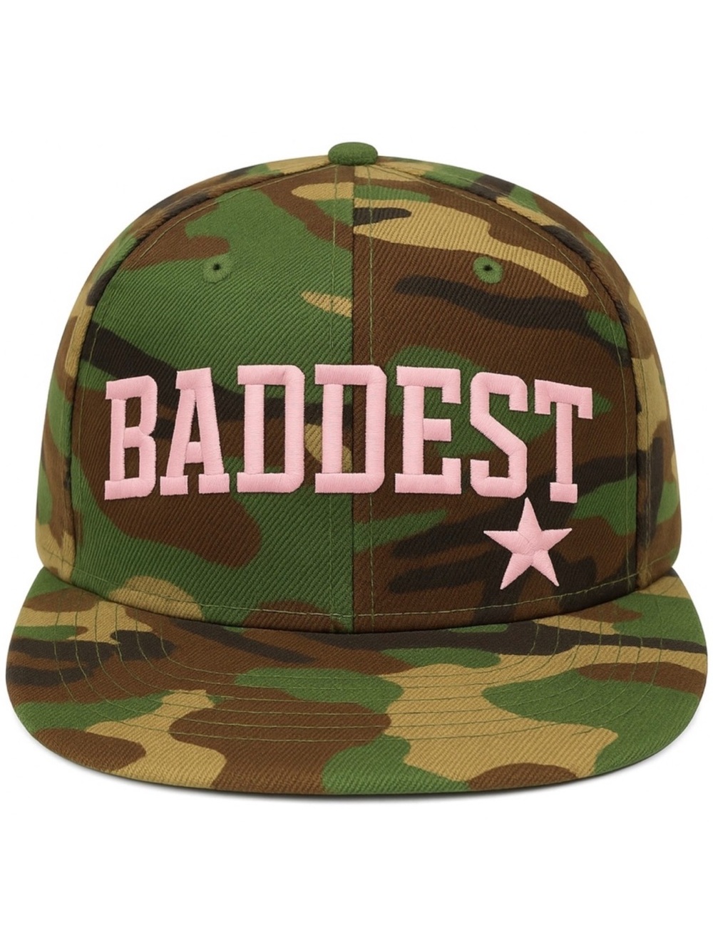 💕 Baddest Camo Snapback Hat Pink Embroidered Streetwear Baseball Cap Trendy Girl